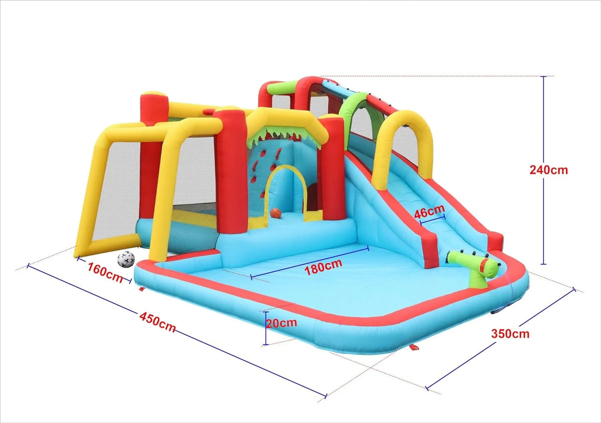 7 in1 Inflatable Water Slide Bouncing House with Splash Pool K774311