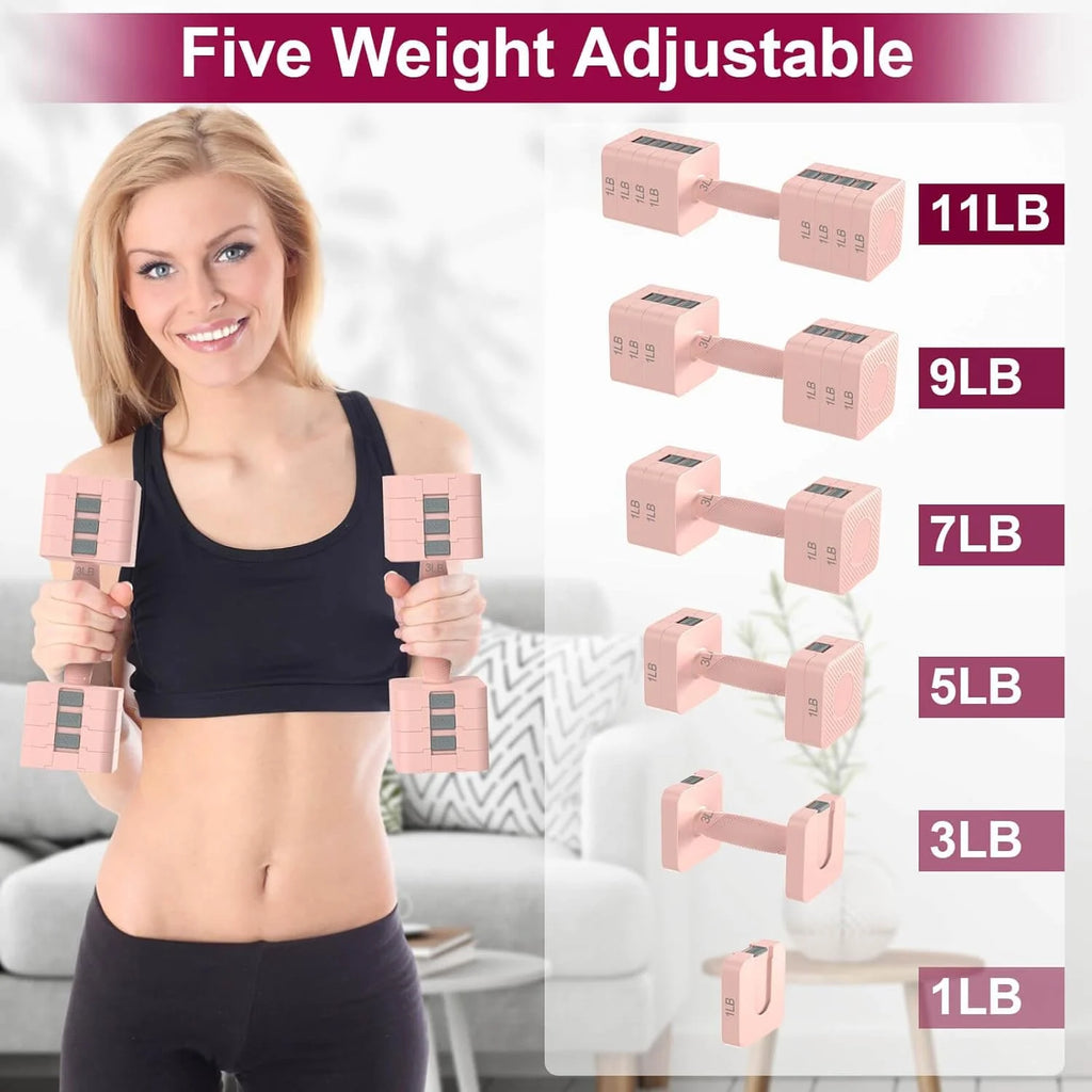 Adjustable Dumbbells Set of 2, 5 Levels 3lb-11lb I4129