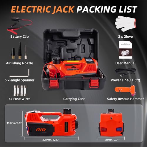 Electric Car Jack with Tire Inflator 12V Hydraulic Floor Jack K7472