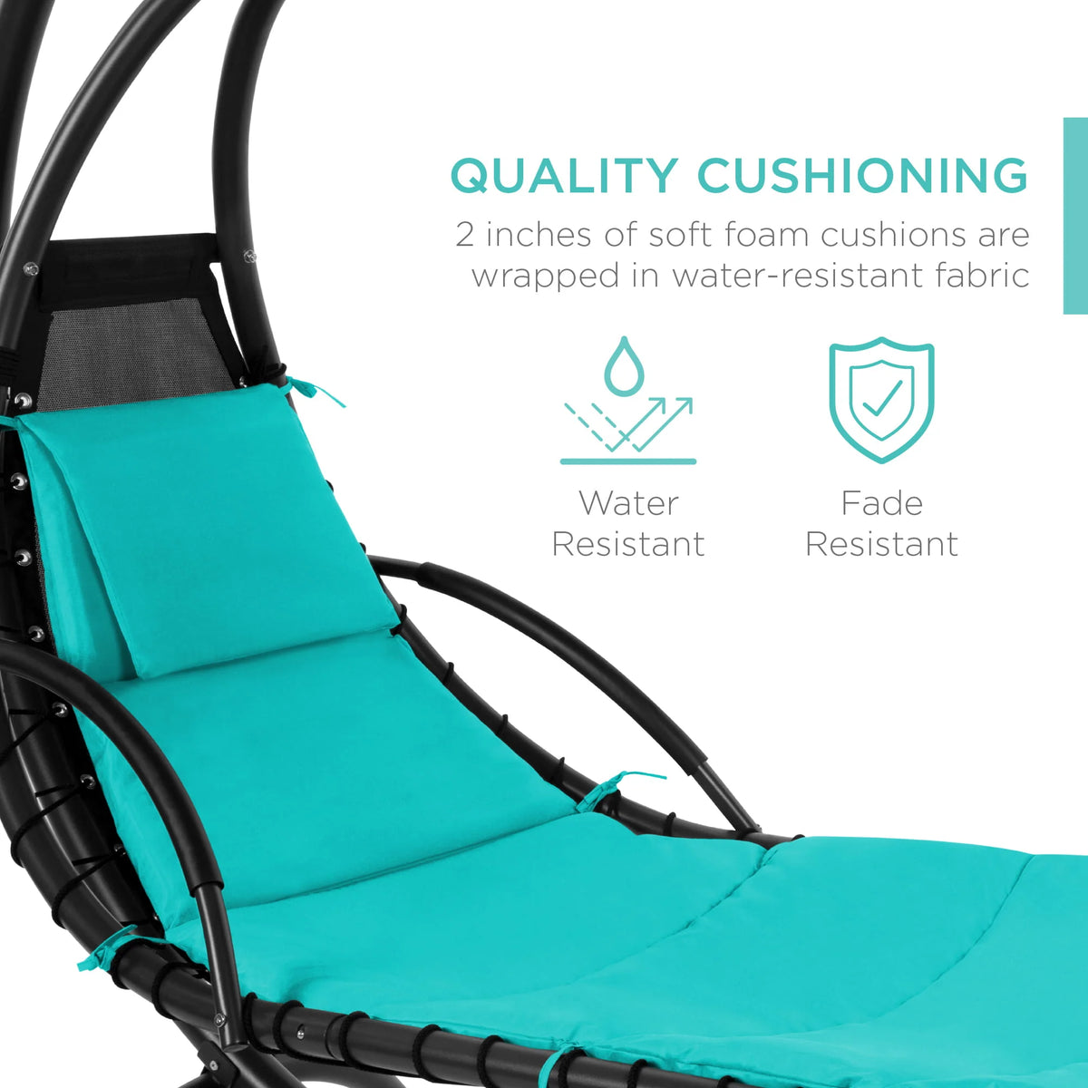 Hanging Curved Chaise Lounge Chair Swing with Pillow, Shade, Stand F928338