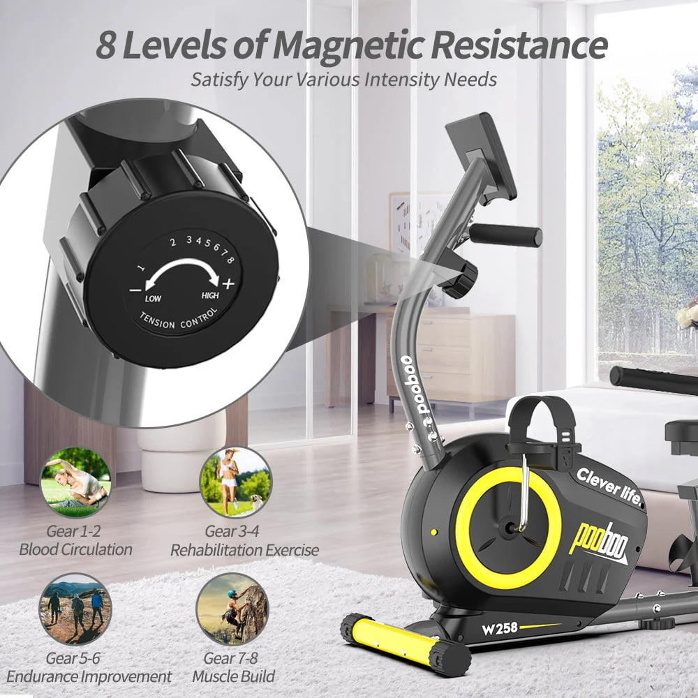 Recumbent Stationary Exercise Bike Adjustable Magnetic Resistance Z6699