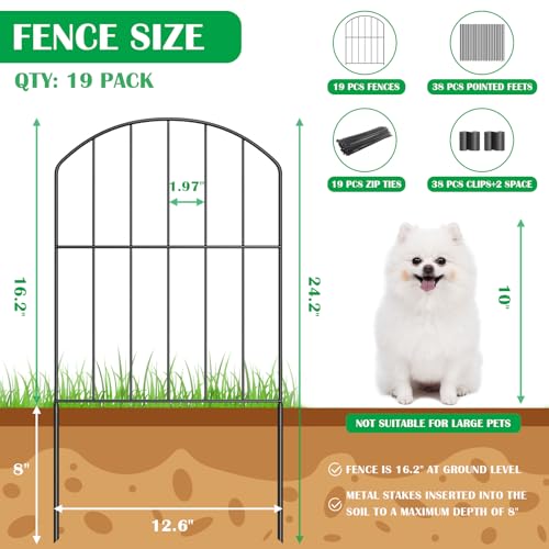Black 10 Panel Rustproof Metal Decorative Garden Fence H381501