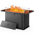 43-Inch Rectangular Propane Fire Pit Table with 60,000 BTU, Glass Stones, and Wind Guard, Black I9748