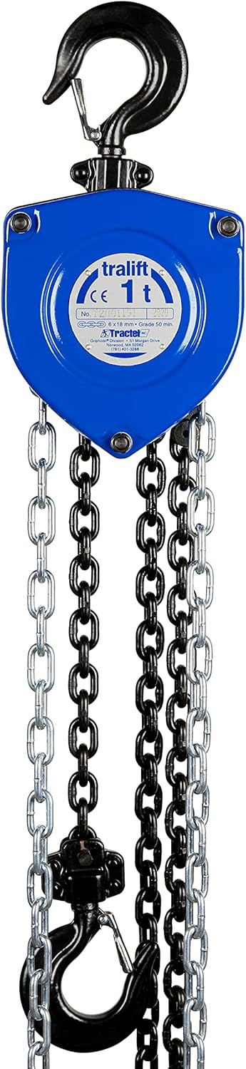 Heavy Duty Manual Chain Hoist 1 Ton 40 ft Lift Steel Chain T986009