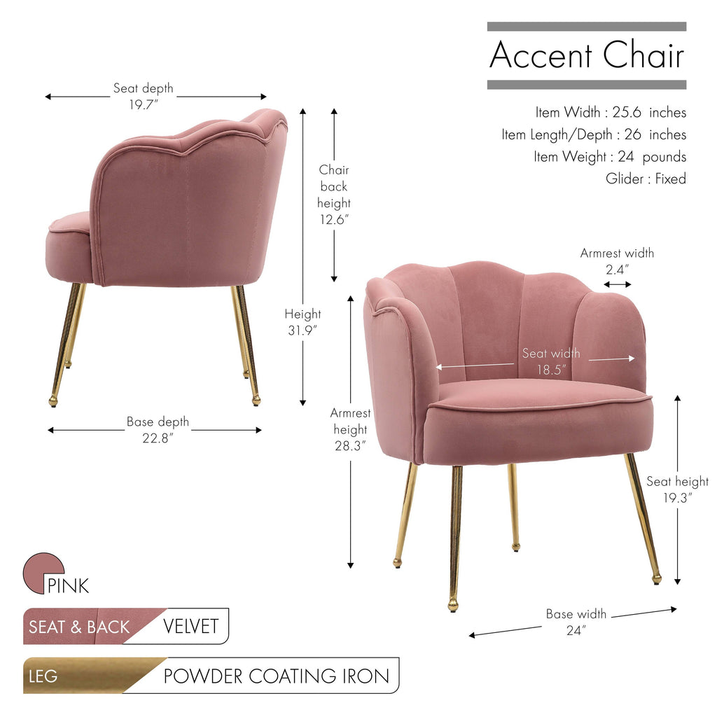 Blue Velvet Accent Chair with Gold Metal Legs J126694