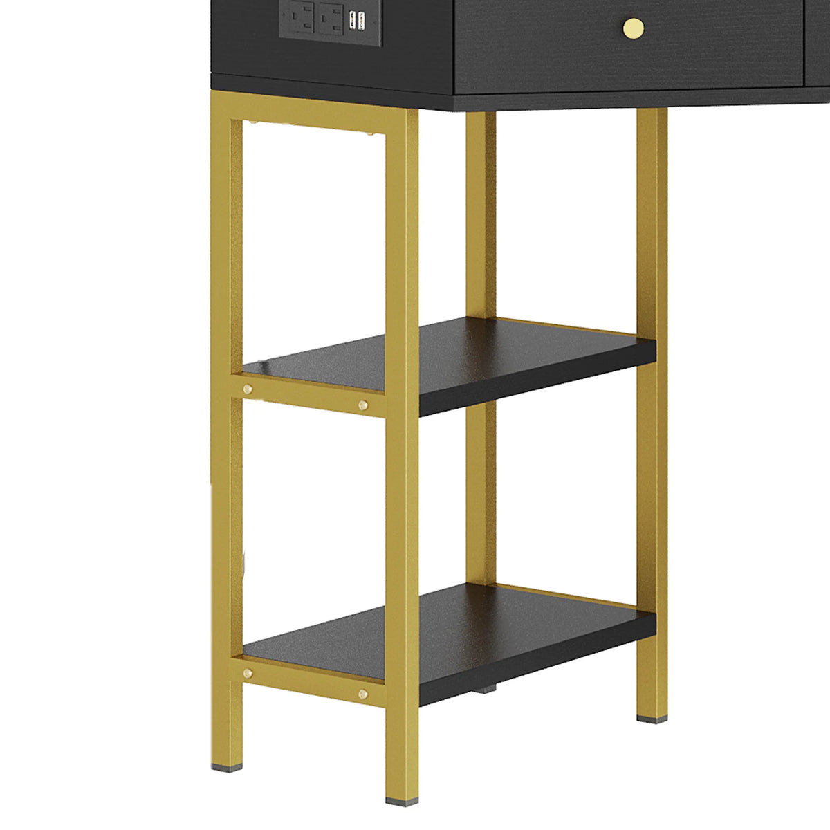 Black Corner Vanity Desk with Mirror and 6 Drawers B5653
