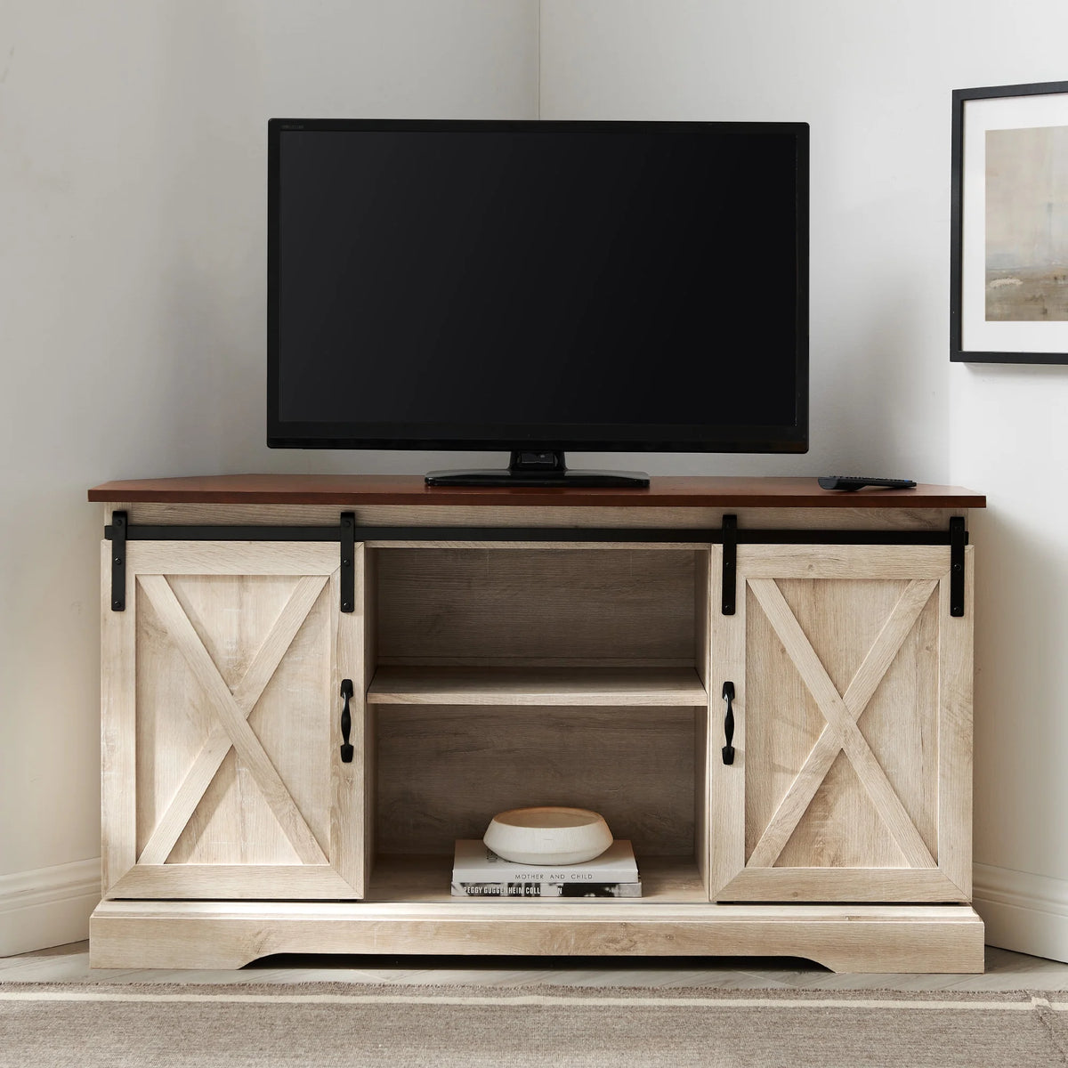 White Oak Corner TV Stand P497140