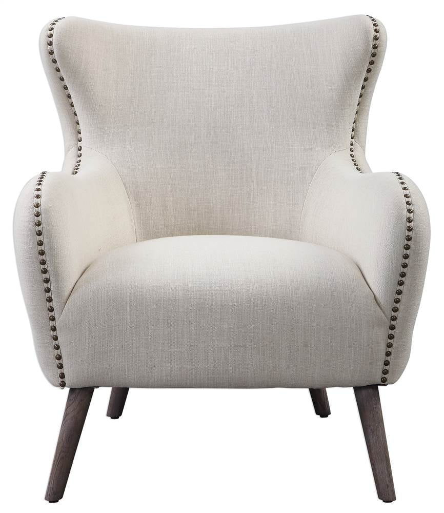 Off White Linen Wingback Chair X802