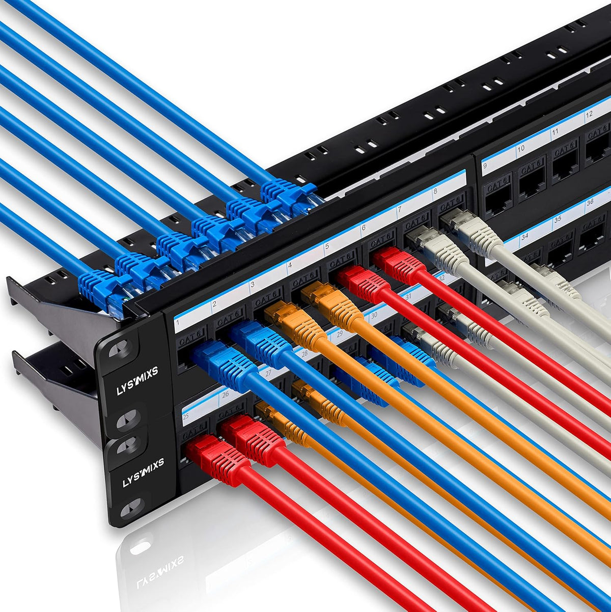 24 Port Cat6 Feed Through Network Patch Panel V86465
