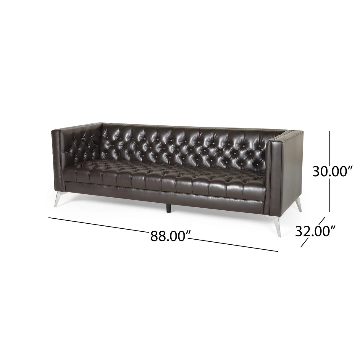 Brown Faux Leather Tufted Sofa K62821