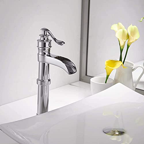 Black Waterfall Bathroom Sink Faucet with Pop Up Drain K463180