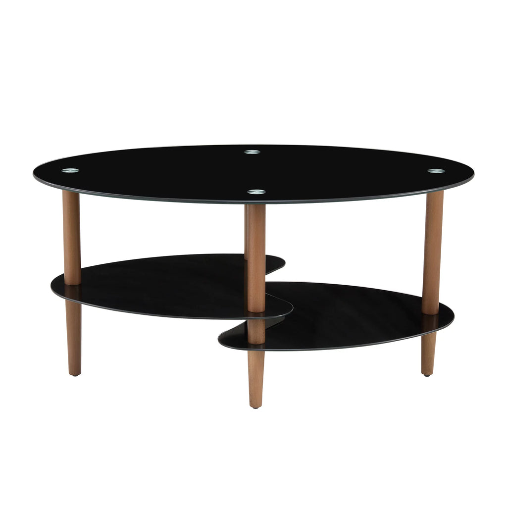 Oval 3-Tier Glass Coffee Table M3036