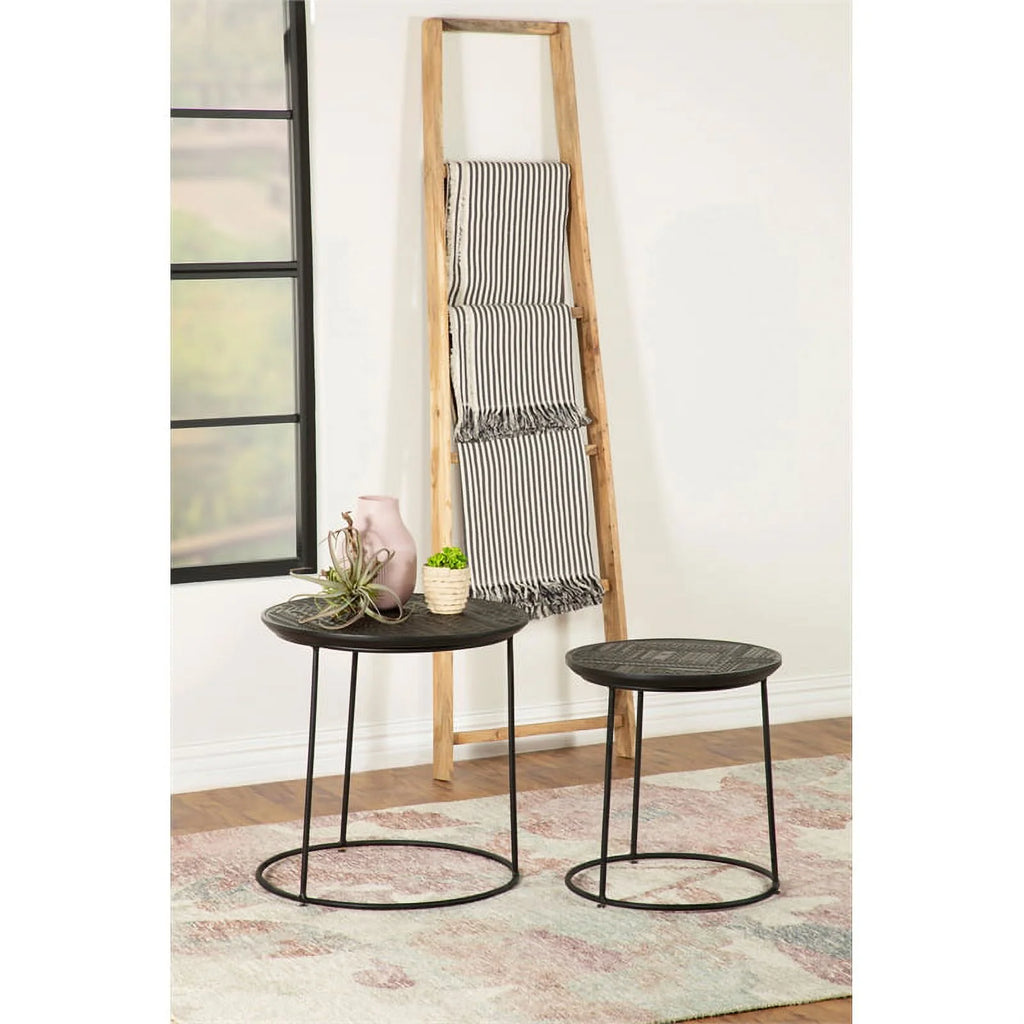 Round Wood Top Nesting Table in Matte Black K994295