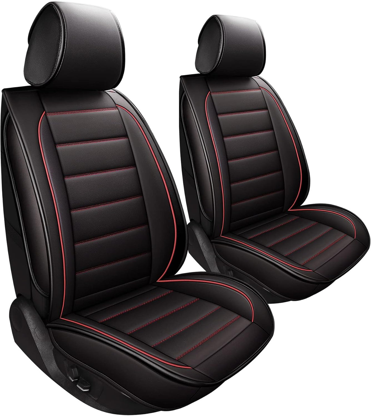 Waterproof Faux Leatherette Car Seat Covers Black Red Full Set X468149