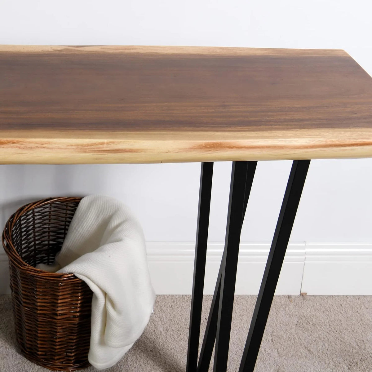 Solid Wood Console Table with Metal Legs F6583