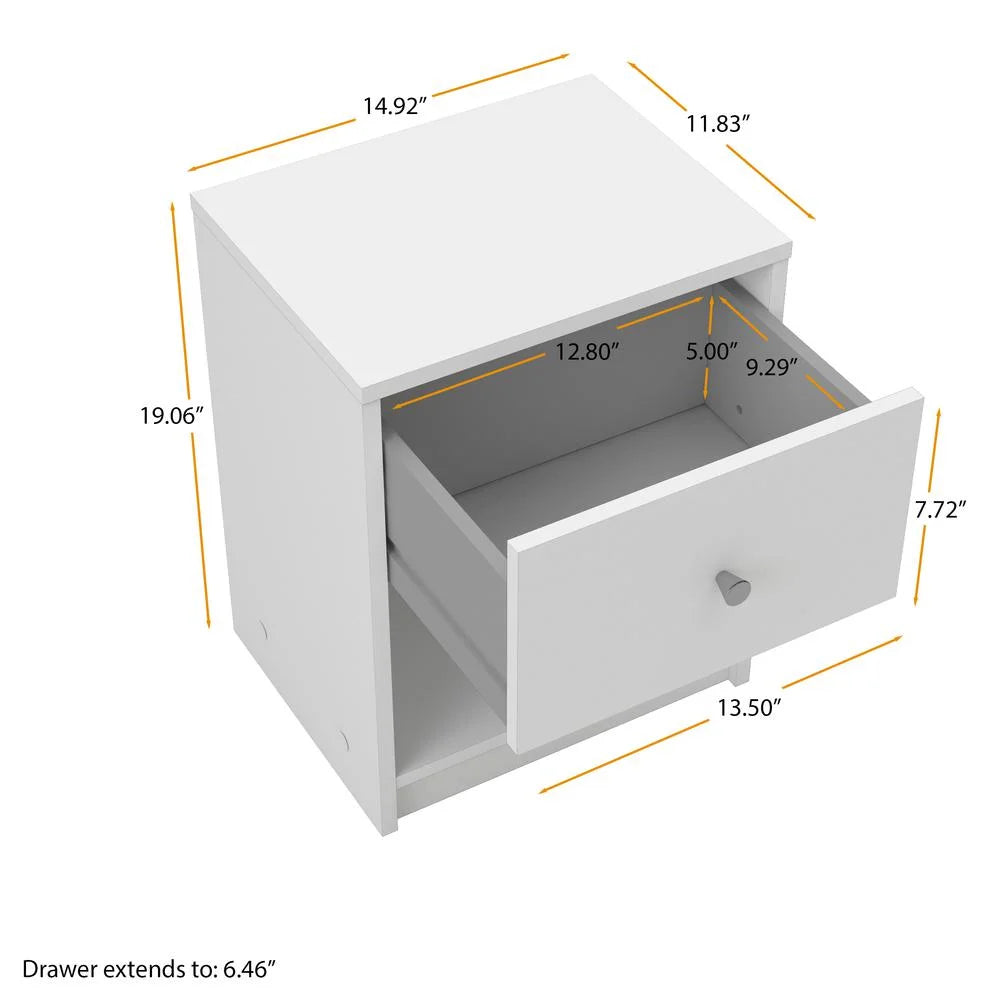 White 1 Drawer Nightstand H56781