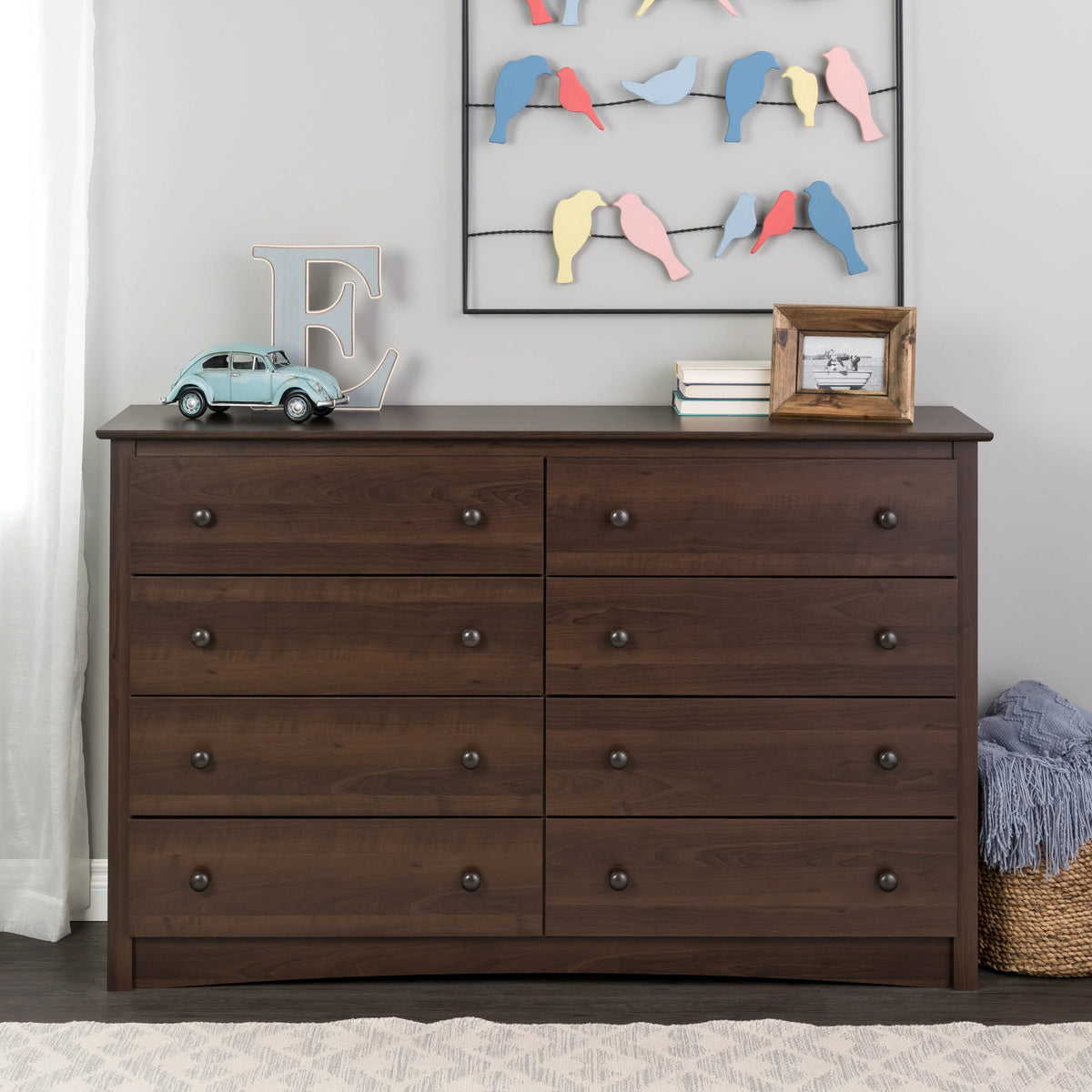 Black 8 Drawer Dresser V570