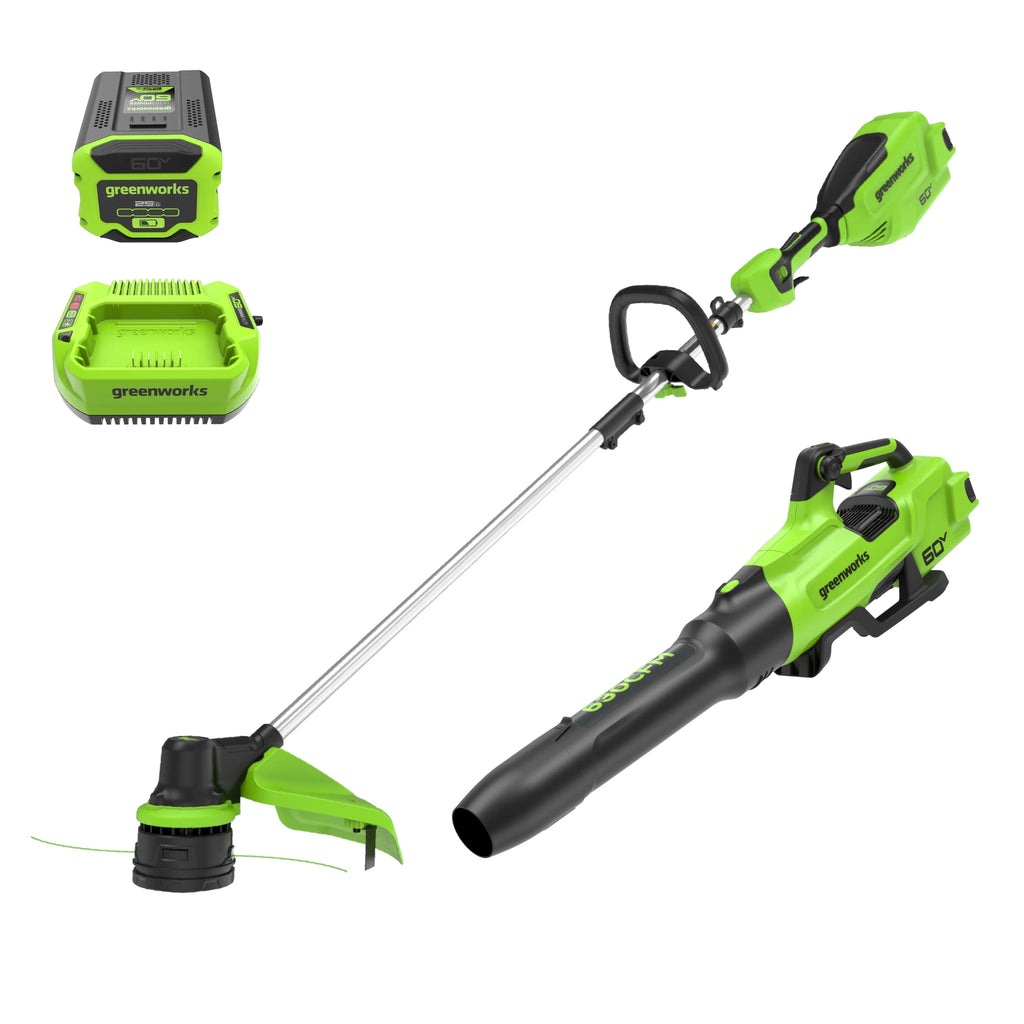 60V 16 String Trimmer & 630 CFM 170 MPH Blower Combo Kit with 2.5Ah Battery & 3 Amp Charger T5015
