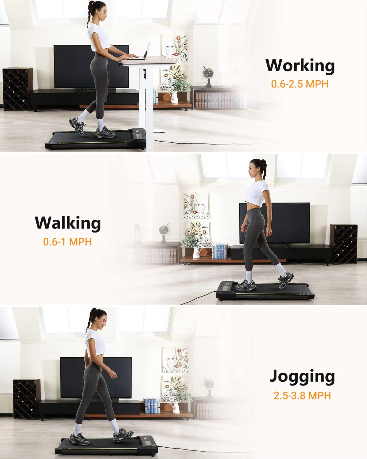 Portable Under Desk Treadmill with Remote Control, Grey X556