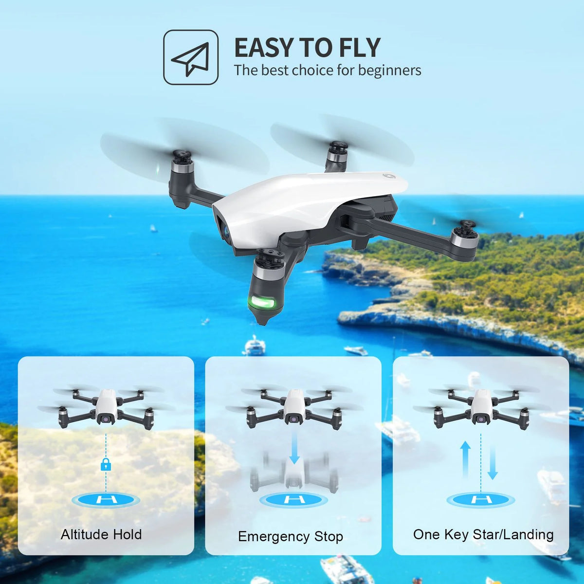 White GPS Drone with 4K Camera M865332
