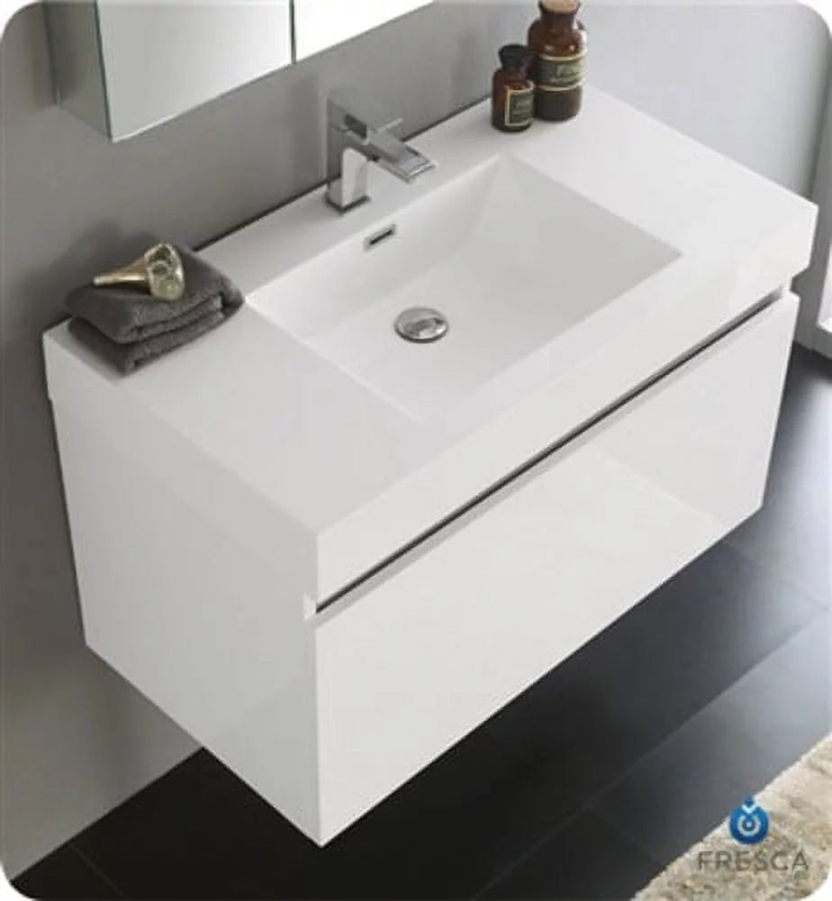 36" Teak Wall Hung Bathroom Vanity & Medicine Cabinet O47052