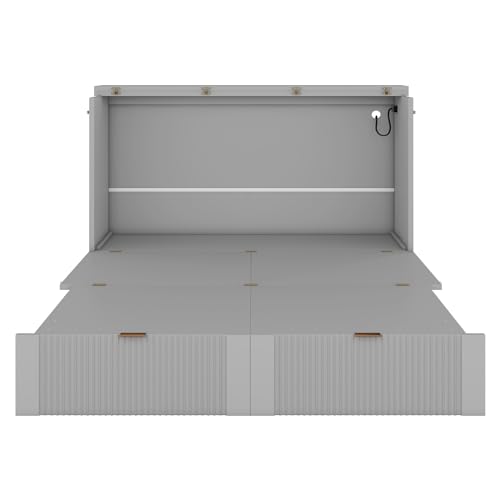 Full Size Wood Murphy Bed with Drawer Y513300