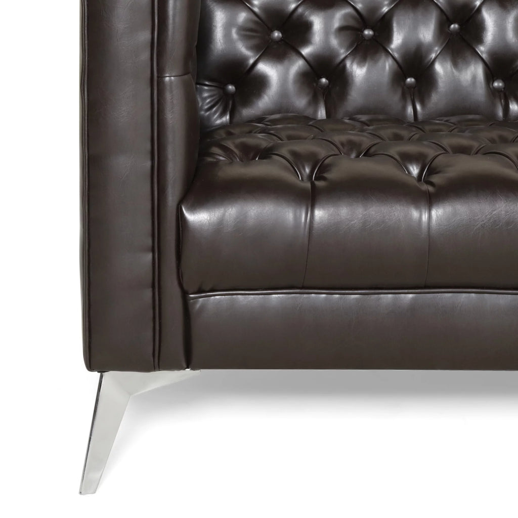 Brown Faux Leather Tufted Sofa K62821