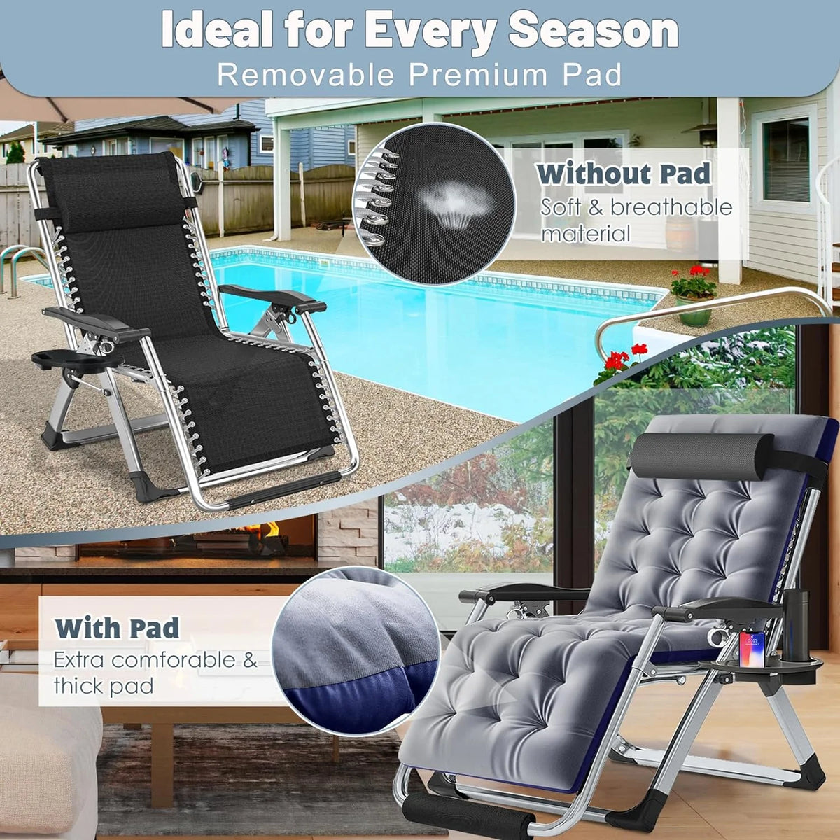 Oversized Zero Gravity Chairs Set of 2 K65125