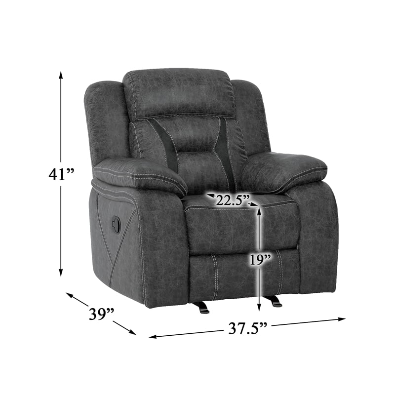 Gray Microfiber Glider Reclining Chair S3215