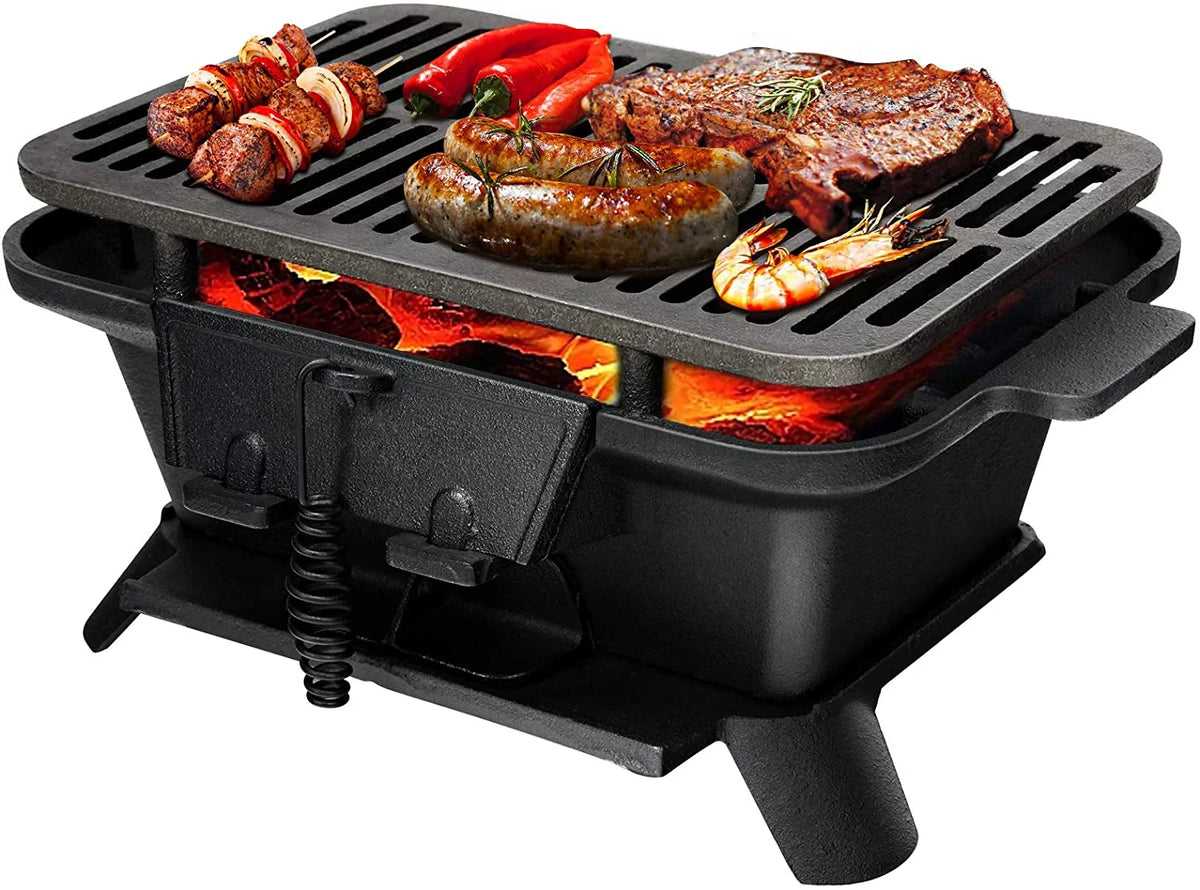Charcoal Grill, Portable BBQ Grill with Double-sided Grilling Net I48540