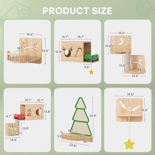 Solid Wood Wall Mounted Cat Furniture Set of 13 N795663