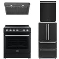 30 Electric Range, Range Hood, Refrigerator and Dishwasher in Black H90747