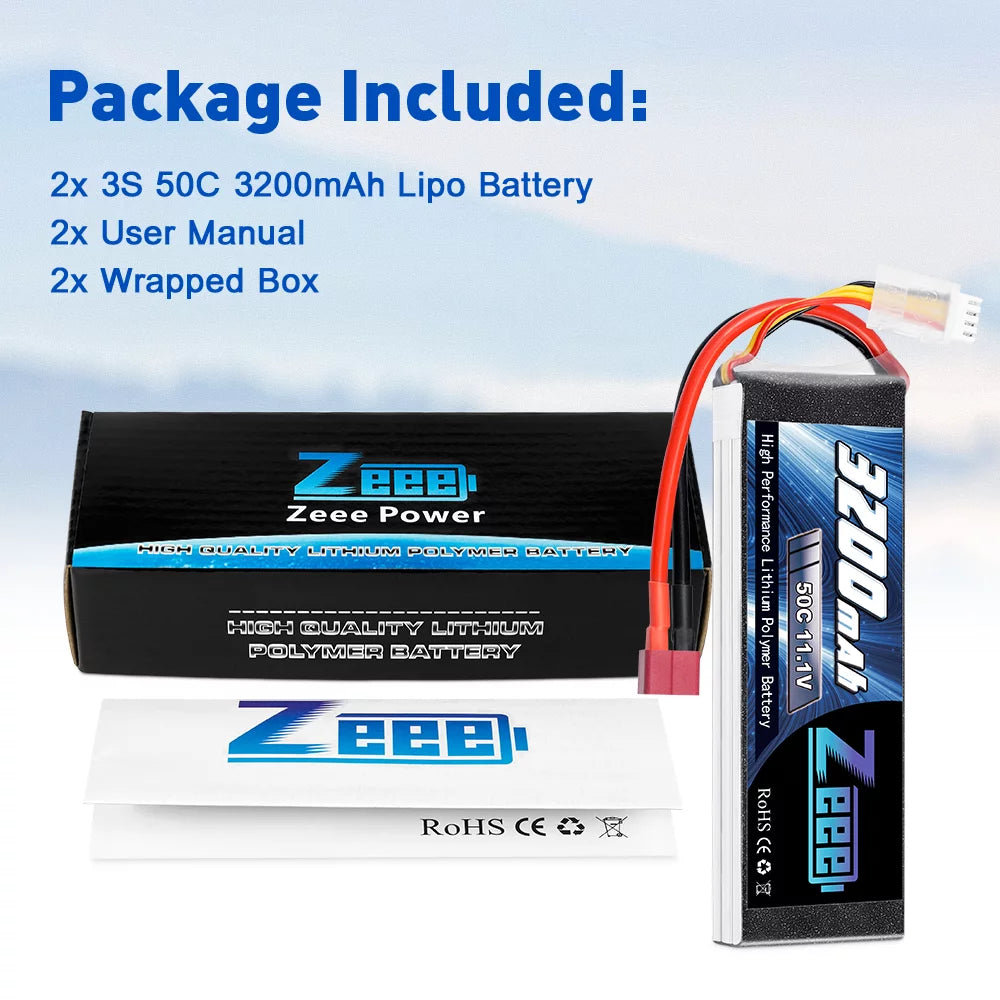 11.1V 50C 3200mAh 3S Lipo Battery 2 Pack Y188447