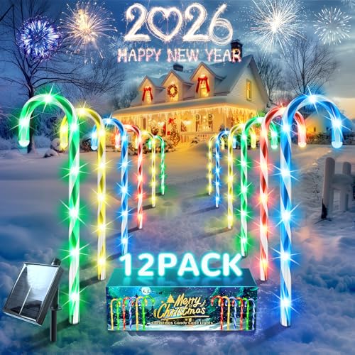24 Pack Candy Cane Pathway Stake Lights W579647
