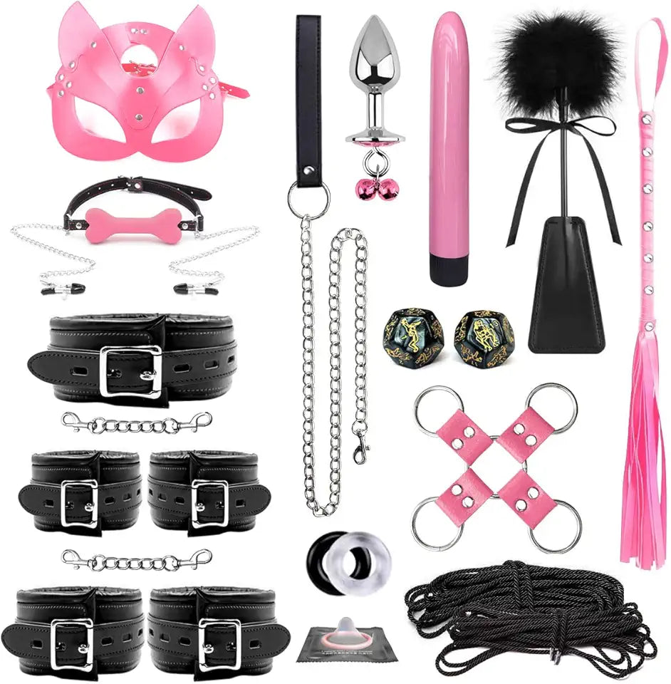 Adult Multi-Piece Bondage Couple Set Pink V661
