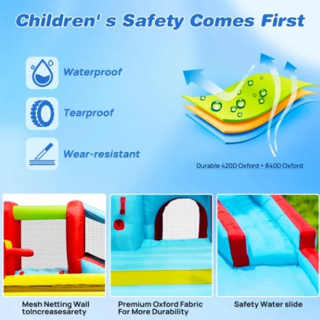 7 in1 Inflatable Water Slide Bouncing House with Splash Pool K774311