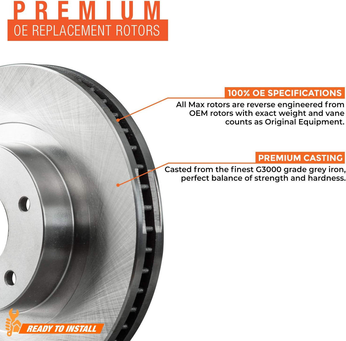 Max Brakes Premium OE Rotors with Carbon Ceramic Pads K12240