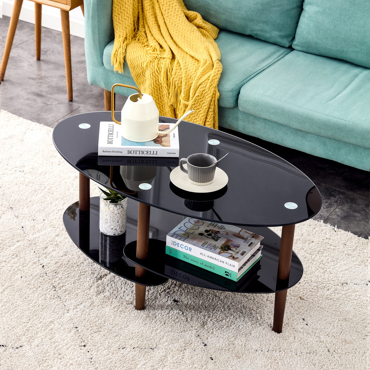 Oval 3-Tier Glass Coffee Table M3036