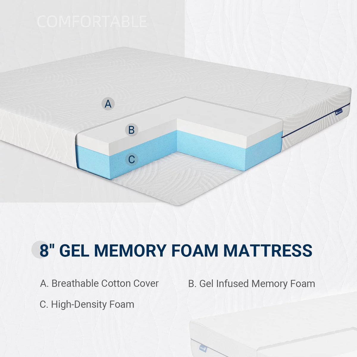 8 inch Gel Memory Foam Twin Size Mattress P313