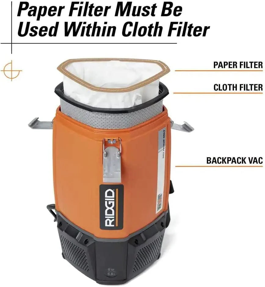 6 Qt. Backpack Vacuum Cleaner with Filters G346
