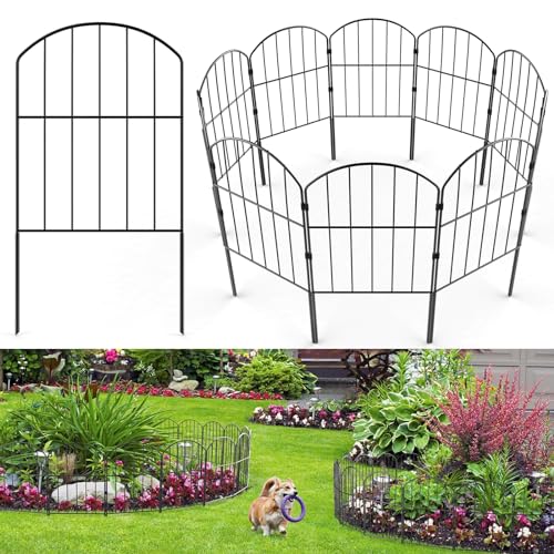 Black 10 Panel Rustproof Metal Decorative Garden Fence H381501