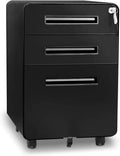 Black 3 Drawer Metal File Cabinet with Wheels P310