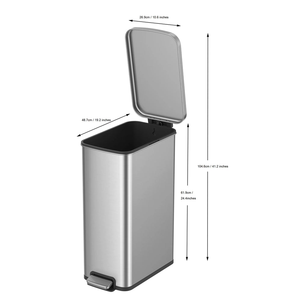 13.2 Gallon Stainless Steel Slim Step Trash Can K2228