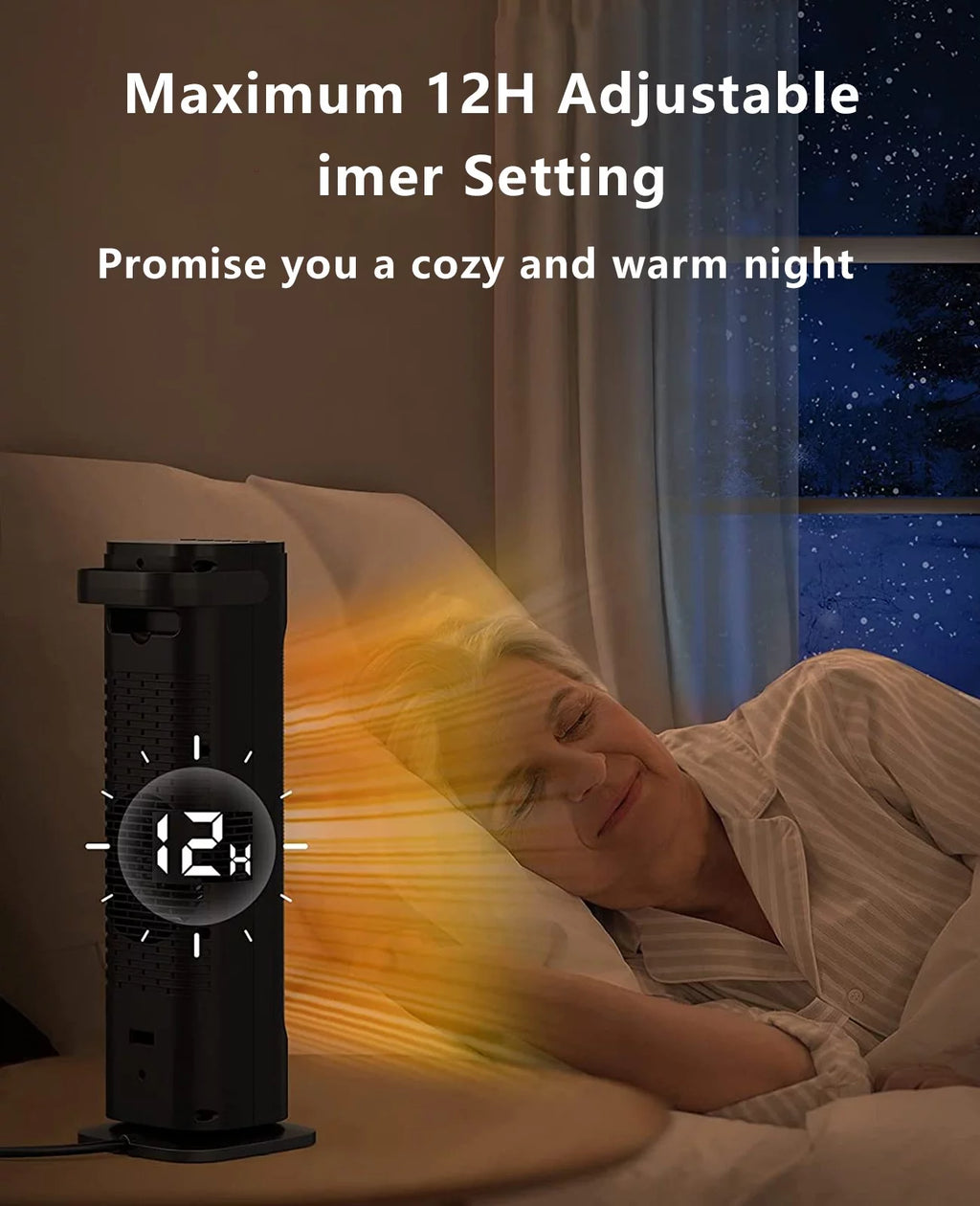 Electric Space Heater Indoor PTC Ceramic Heater with Thermostat Remote 90° Oscillating 1500W Q12184