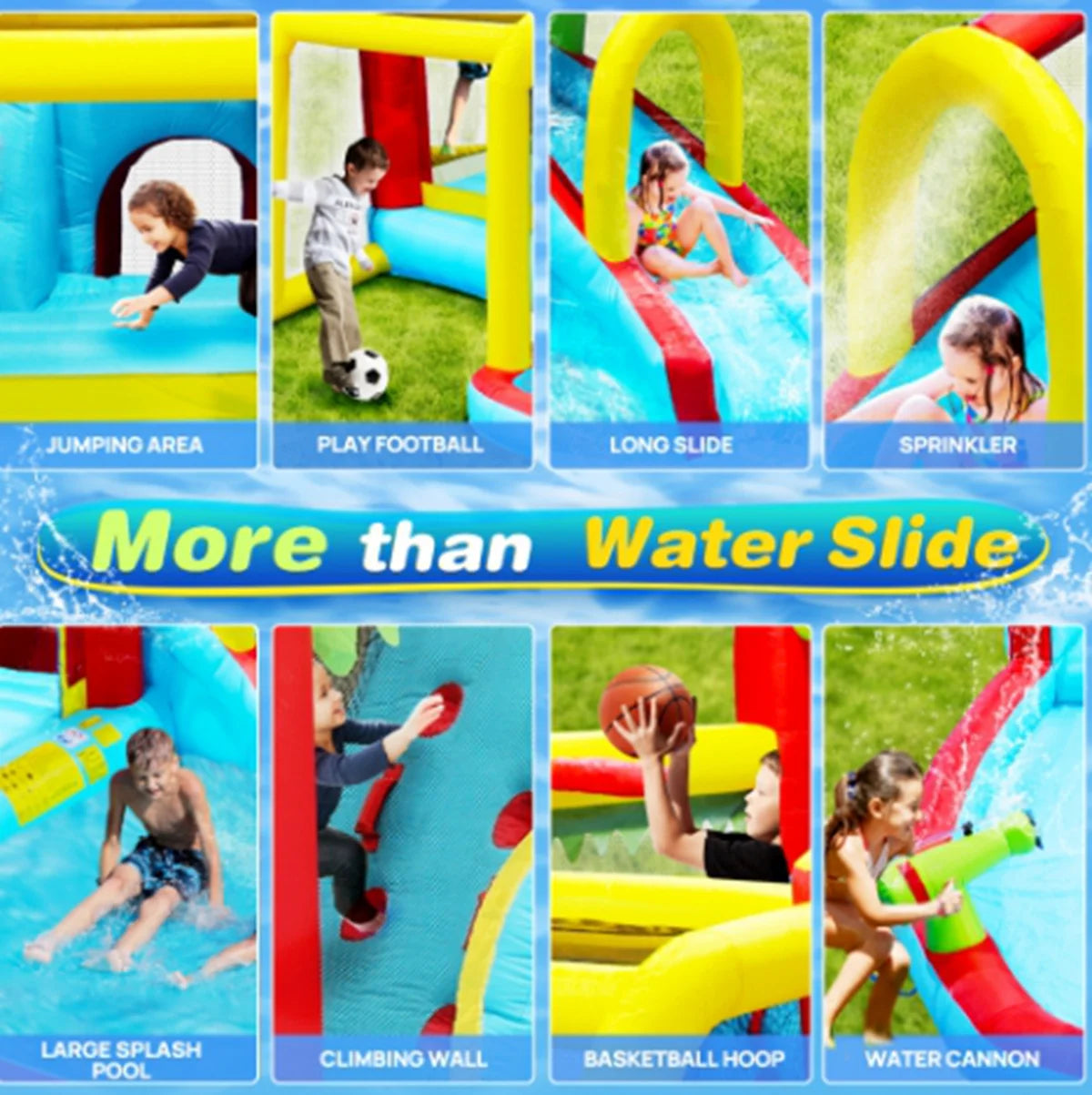 7 in1 Inflatable Water Slide Bouncing House with Splash Pool K774311