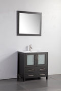 30 in. Single Sink Vanity Cabinet with Ceramic Sink & Mirror Espresso Z858
