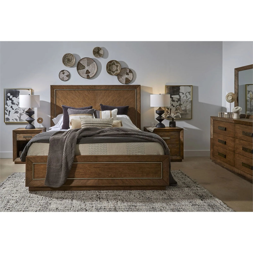 Solid Wood and Veneer King Panel Bed Y194197