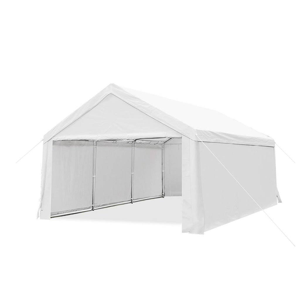 Heavy Duty Car Shelter with Sidewalls White H1185