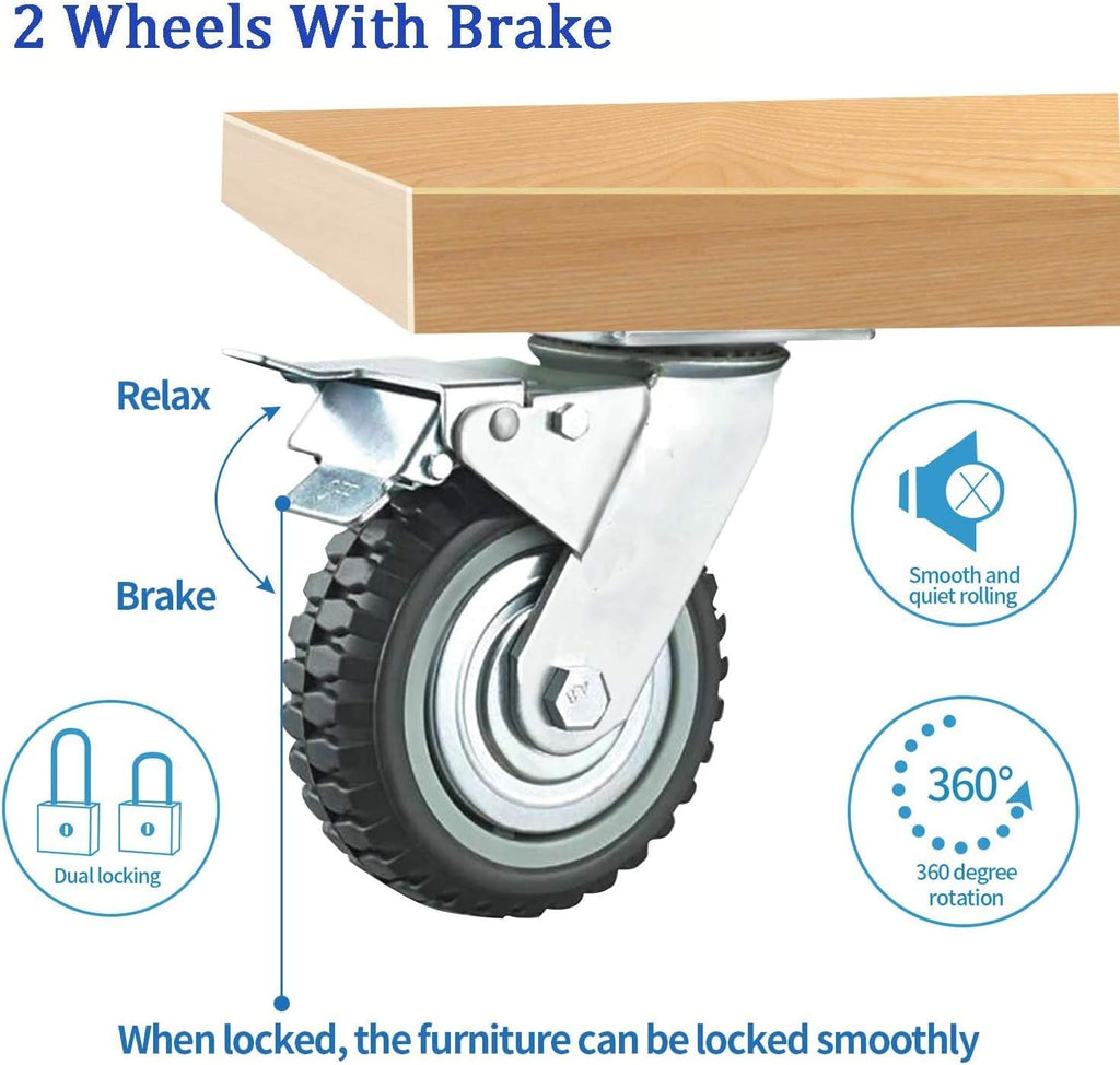 6 Inch Rubber Swivel Caster Wheels 4PCS I84335