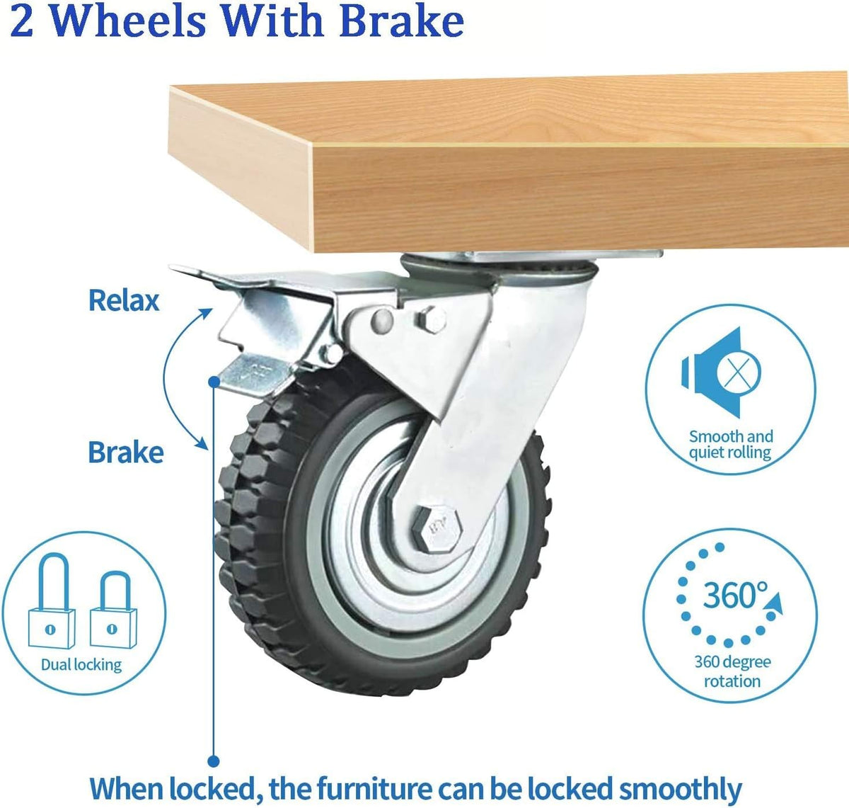 6 Inch Rubber Swivel Caster Wheels 4PCS I84335